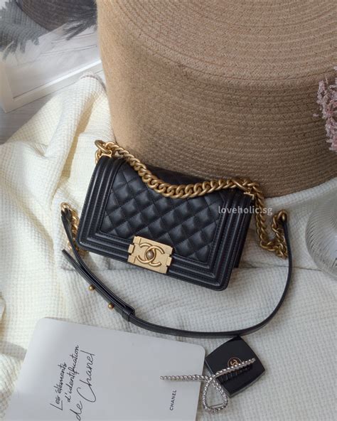 chanel boy small black gold